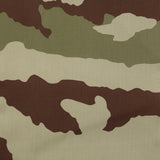 Gabardine fine de coton camouflage déperlant A kaki, marron et beige