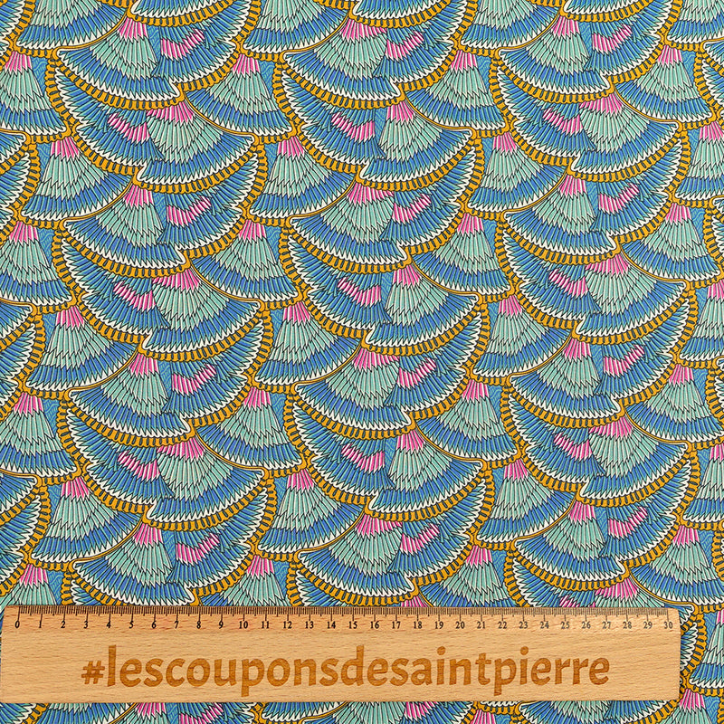 Coton liberty ® Icarus bleu et rose au mètre