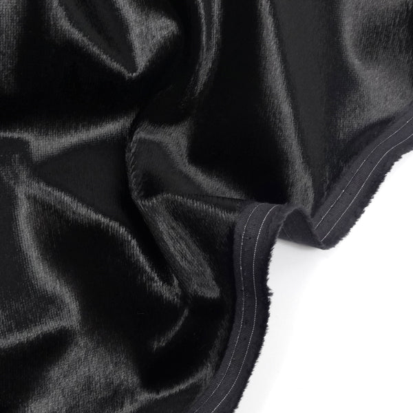 Cotton velvet and viscose mid-long hair black