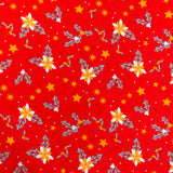 Polycoton imprimé Noël étoile filante fond rouge
