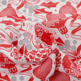 Polycotton Printed Christmas Ple Rouge White Fond