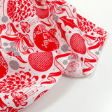 Polycotton Printed Christmas Ple Rouge White Fond