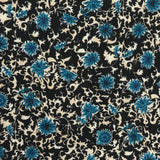 Crêpe polyester imprimé boussole bleu fond noir