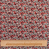 Coton imprimé petites fleurs rouge et kaki