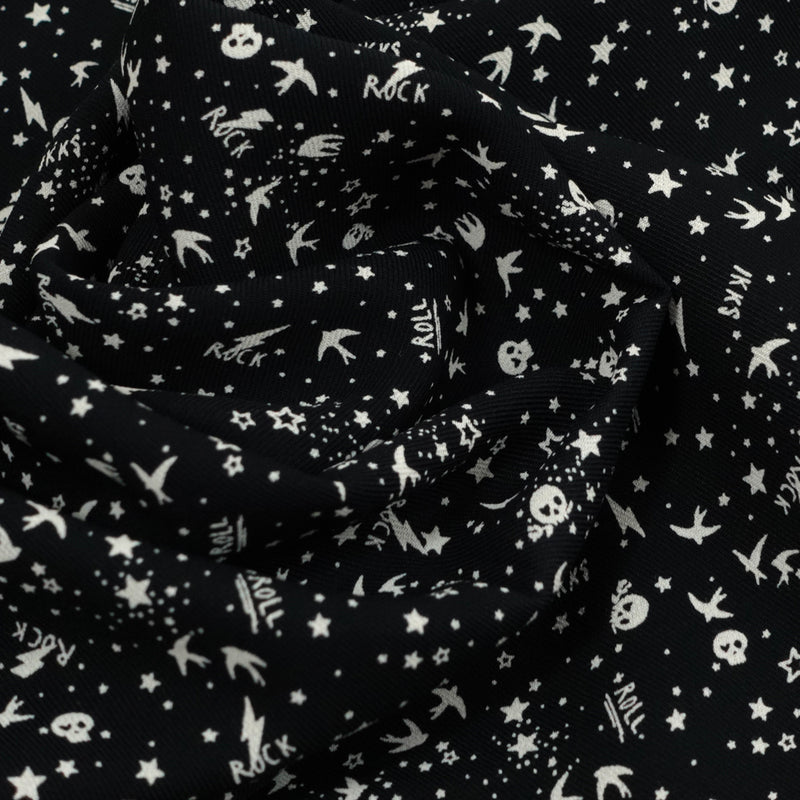 Printed viscose tongen rock black background