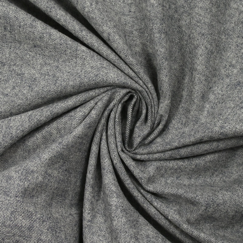 Flanelle de coton marine chiné écru