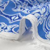 Voile de coton imprimé baroque fond bleu