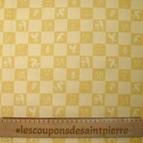 Sergé de coton imprimé damier tropical jaune pâle et moutarde