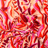 Viscose imprimée vague rose et rouge