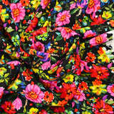 Viscose imprimée fleurs multicolore fond noir
