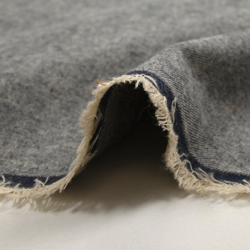 Flanelle de coton marine chiné écru