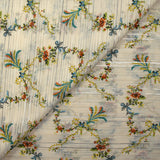 Voile de coton et soie Lurex imprimé floral fond écru
