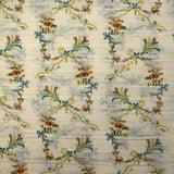 Voile de coton et soie Lurex imprimé floral fond écru