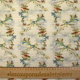 Voile de coton et soie Lurex imprimé floral fond écru