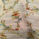 Voile de coton et soie Lurex imprimé floral fond écru