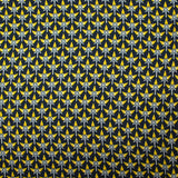Doublure twill de viscose imprimé graphique jaune fond bleu nuit