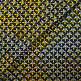 Doublure twill de viscose imprimé graphique jaune fond bleu nuit