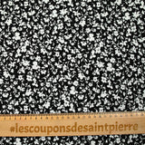 Crépon viscose rayé lurex argent fleurs fond noir