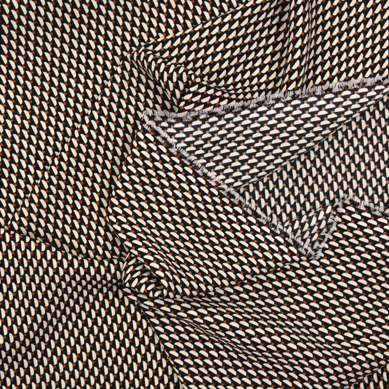 Microfibre imprimée polyester Sarah marron et écru