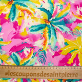 Viscose imprimée Miami jaune fond rose
