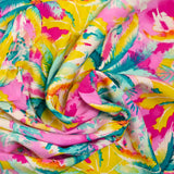 Viscose imprimée Miami jaune fond rose
