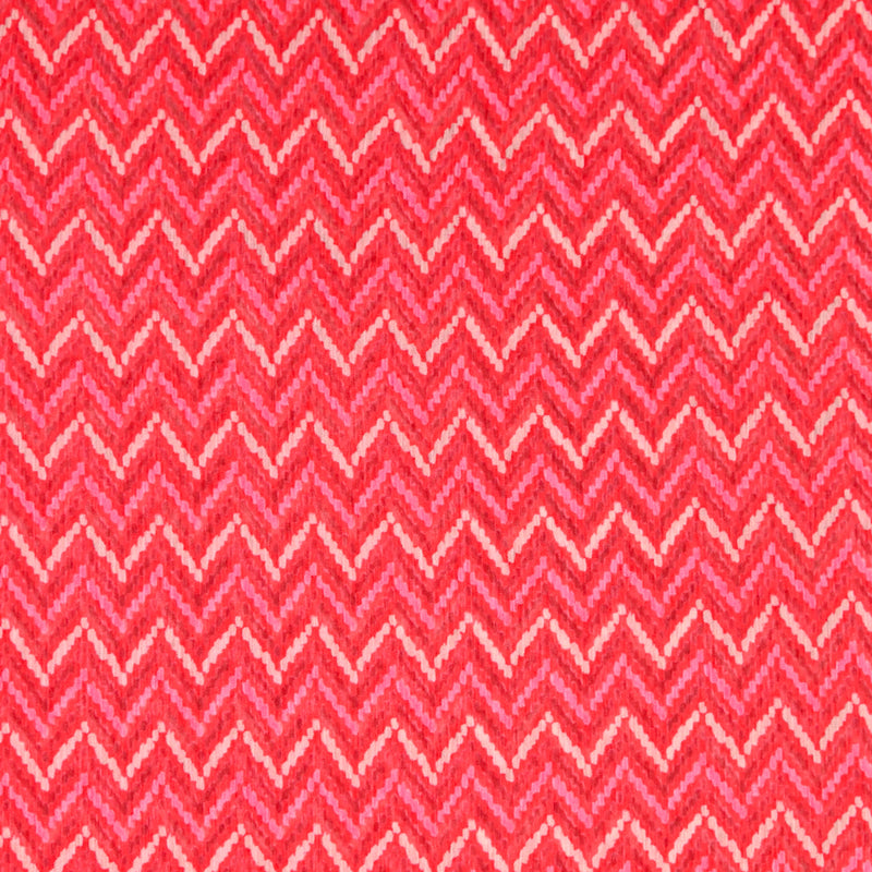 Mousseline polyester imprimée zigzag rose