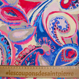 Viscose imprimée campagne bleu et fuchsia