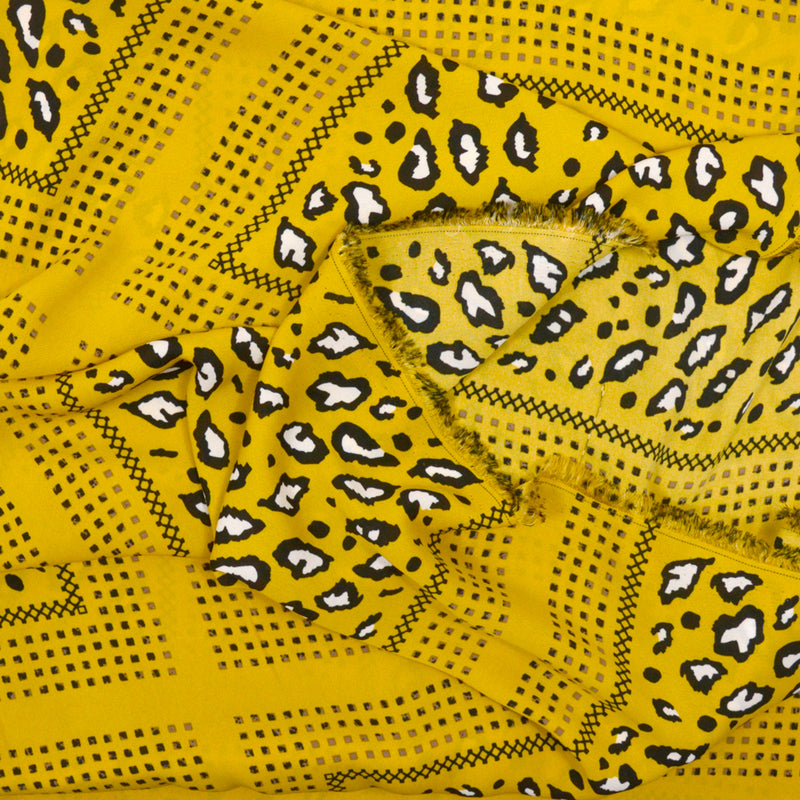 Microfibre imprimée polyester bandana léopard moutarde