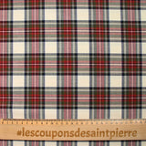 Polyviscose tissé teint à carreaux bordeaux et marine