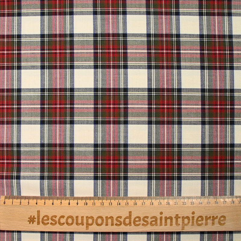Polyviscose tissé teint à carreaux bordeaux et marine