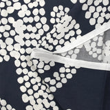 Satin de viscose fin imprimé cachemire de pois fond marine