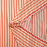 Satin de viscose tissé-teint rayé 6 mm pêche et blanc cassé