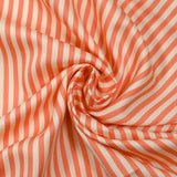 Satin de viscose tissé-teint rayé 6 mm pêche et blanc cassé