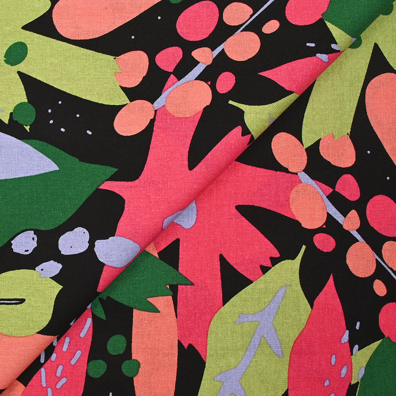 Linen Print Viscose abstract nature fuchsia black background