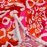 Viscose imprimée léopard rose et orange