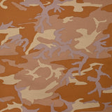 Satin de coton élasthanne imprimé camouflage camel