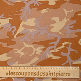 Satin de coton élasthanne imprimé camouflage camel