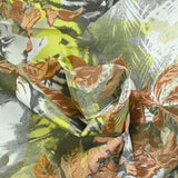 Coton imprimé lourd camouflage botanique kaki et marron
