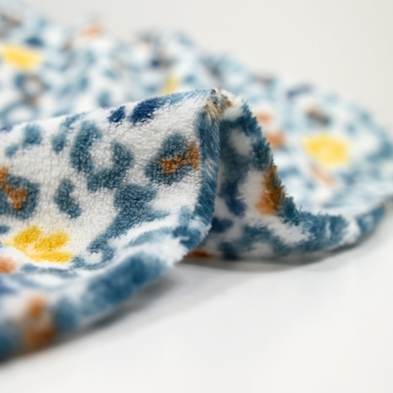 Tissu Polaire Doudou Imprimé Léopard - Noir, Bleu, Gris, Beige - 20m X 1.50m - 100% Polyester