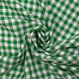 Polycoton tissé-teint aspect lin vichy vert prairie et blanc