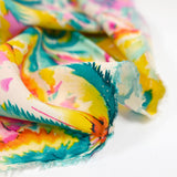 Viscose imprimée Miami jaune fond rose