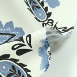 Gabardine de coton imprimée cachemire bleu charron