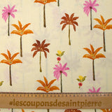 Lin et coton imprimé palmiers fond ivoire
