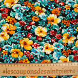 Microfibre imprimée polyester fleurs Nathacha fond noir