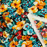 Microfibre imprimée polyester fleurs Nathacha fond noir