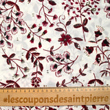 Crêpe polyester imprimé botanique fond blanc