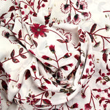 Crêpe polyester imprimé botanique fond blanc