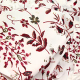 Crêpe polyester imprimé botanique fond blanc