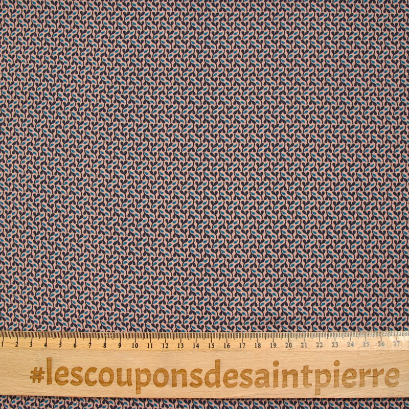 Microfibre imprimée polyester bouture bleu fond vieux rose