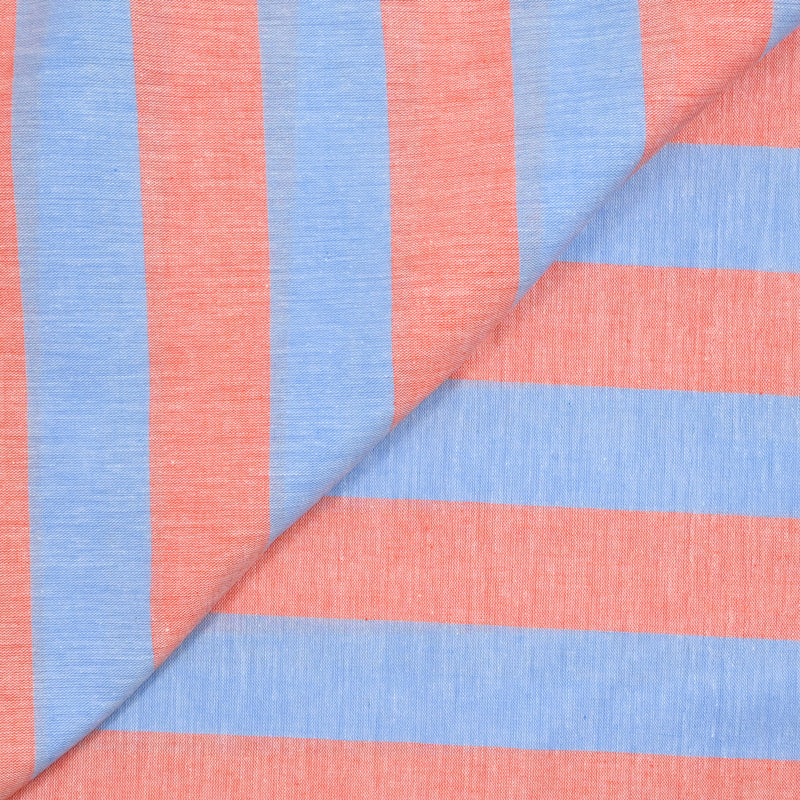 Blue and orange striped cotton